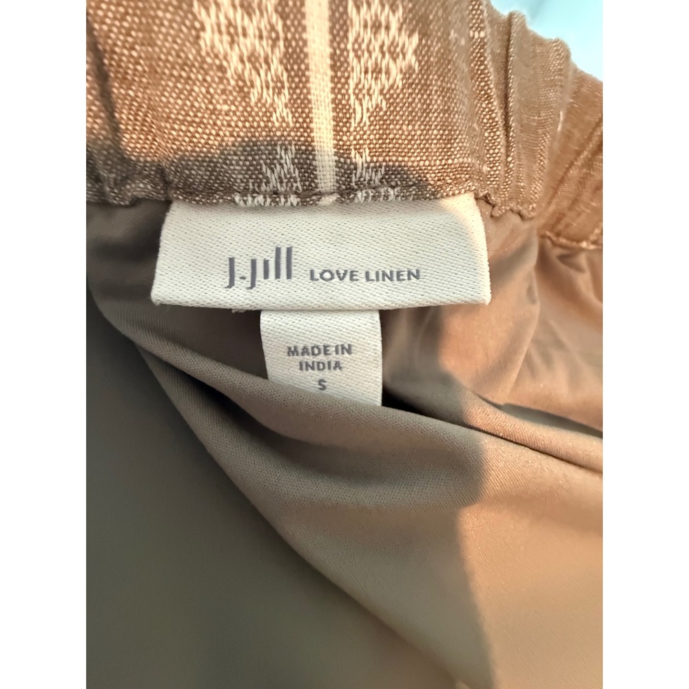 J. Jill Love Linen Latte Striped Faux Wrap Skirt size Small Linen Cotton Blend - Picture 5 of 6